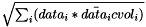 $\sqrt{ \sum_i ( data_i * \bar{data_i} cvol_i ) }$