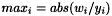 $ max_i = abs(w_i / y_i) $