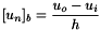 \[ [u_n]_b = \frac{ u_o - u_i }{h} \]